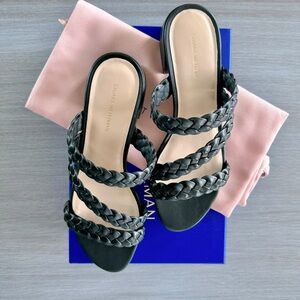 Stuart Weitzman Tuscan 35 block slide in black leather